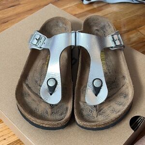 Birkenstock Silver Thong Sandals